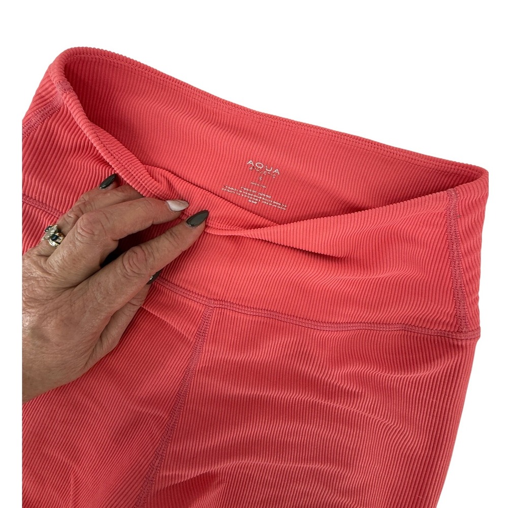 Aqua Athletic Ribbed High Waisted Leggings Coral Pink‎ Womens Size Small